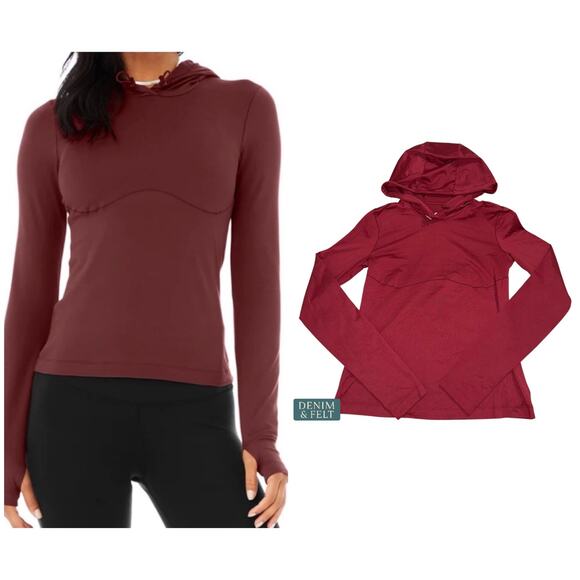 Alo Yoga Tops - Alo Yoga Alosoft Hooded Runner Long Sleeve Cranberry Red Women’s Size Medium